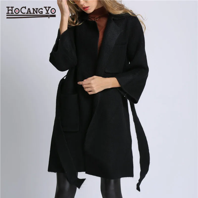 HCYO Sash Elastic Ladies Cardigans Winter Sweater Women Jumpers Elegant Warm Cardigan 2018 Autumn Soft Overcoat |