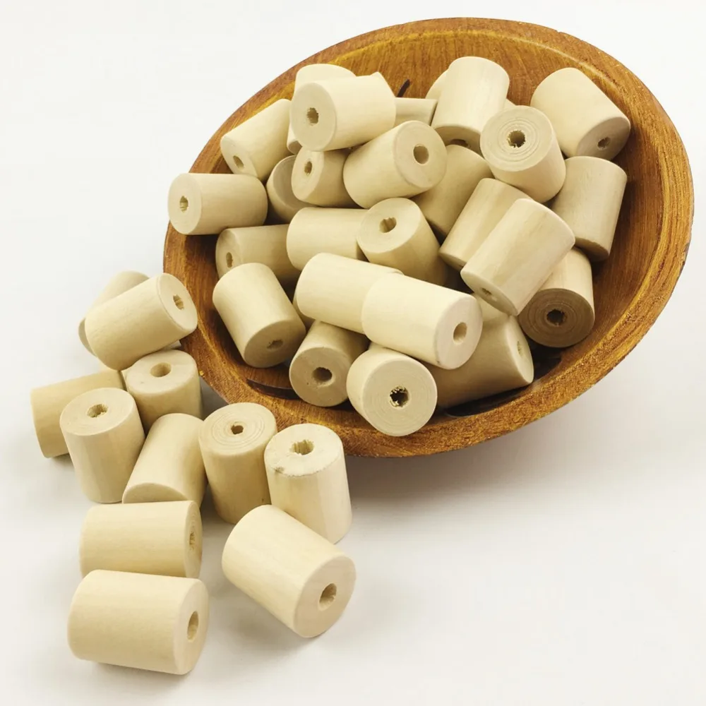 Unfinished Wood Cylinder Finding(20x25mm)Chunky Tube Beads Jewelry Home Decor Making Accessories