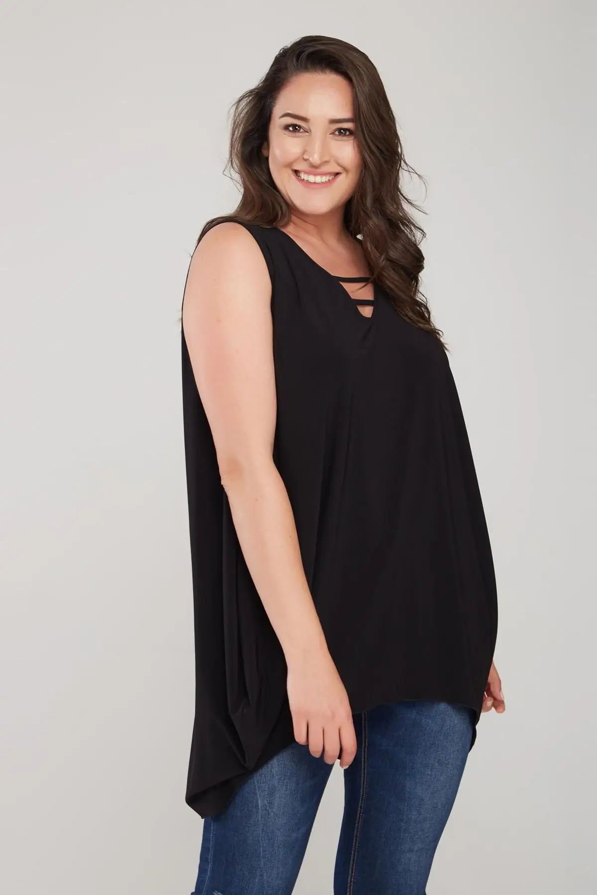 Laranor женский черный воротник с косой лентой detayli Baggy Cut Bluz 17LB9085 |