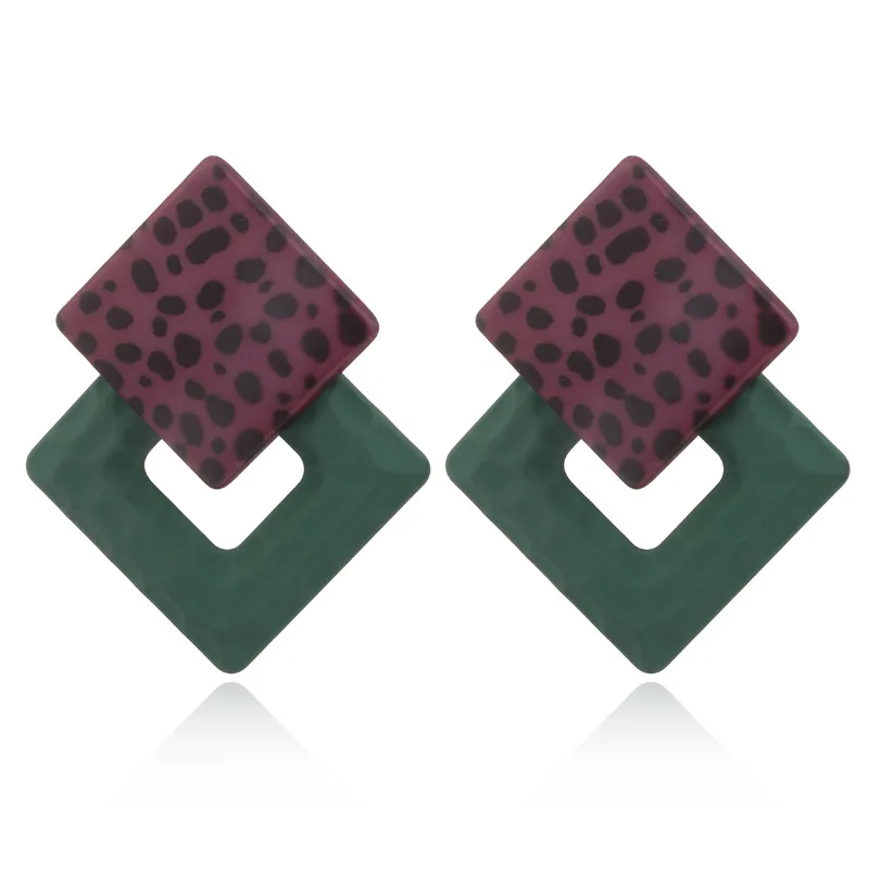 

2019 New Design Fashion Geometric Square Stud Earrings For Women Acrylic Jewelry