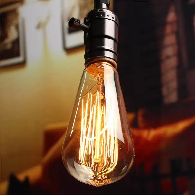 Vintage Edison Light Bulb E27 Incandescent Lamp Bulb Tungsten 60W Filament Candle Hanging Light Warm White Lighting 110/220V