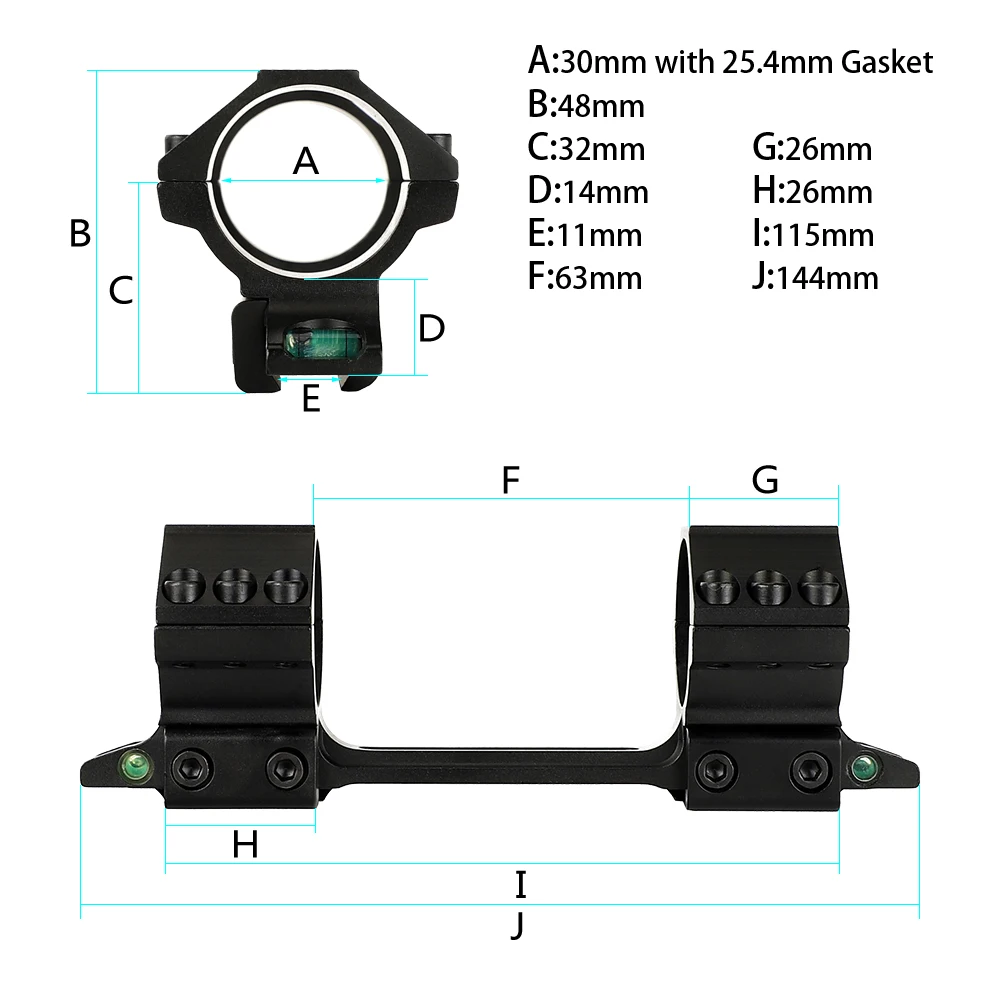 Ohhunt Охота прицел крепление 25,4 мм 30 мм кольца Би-направление база ласточкин хвост с прокладкой и нижним пузырьковым уровнем для оптический прицел