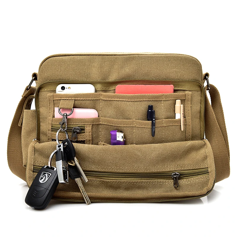 Large Capacity Casual Business Shoulder Bags for Men Canvas Vintage Crossbody Bag High Quality
