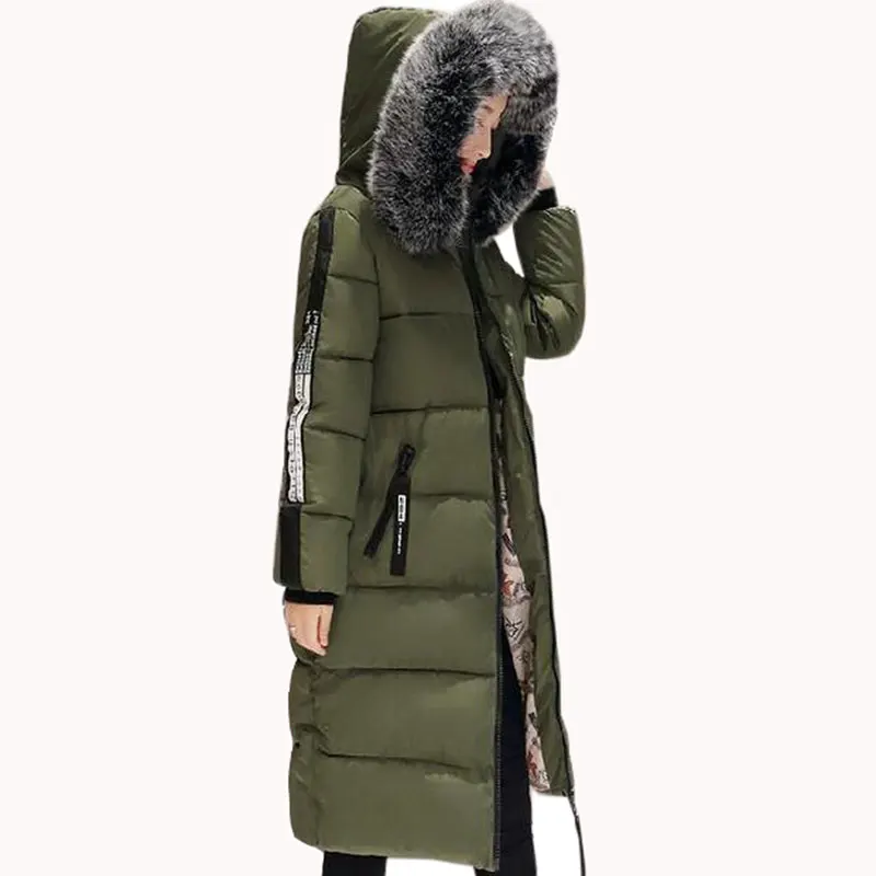 D'hiver Parka Femmes De Épais Noir Green Taille Capuchon Grand Survêtement army Fourrure Manteau Col À Rembourré 6xl Chaud Mode La Veste Coton gris Long Plus eWdxoQrECB