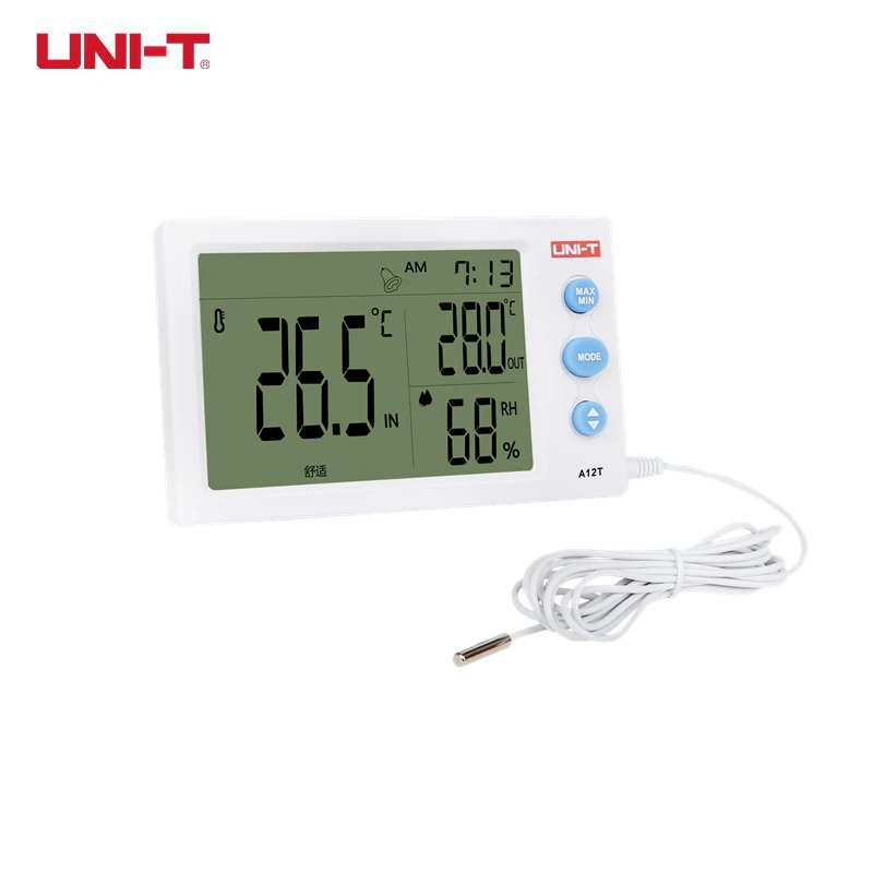 

UNI-T A12T Digital LCD Thermometer Hygrometer Temperature Humidity Meter Weather Station Indoor Outdoor Tester Alarm Clock