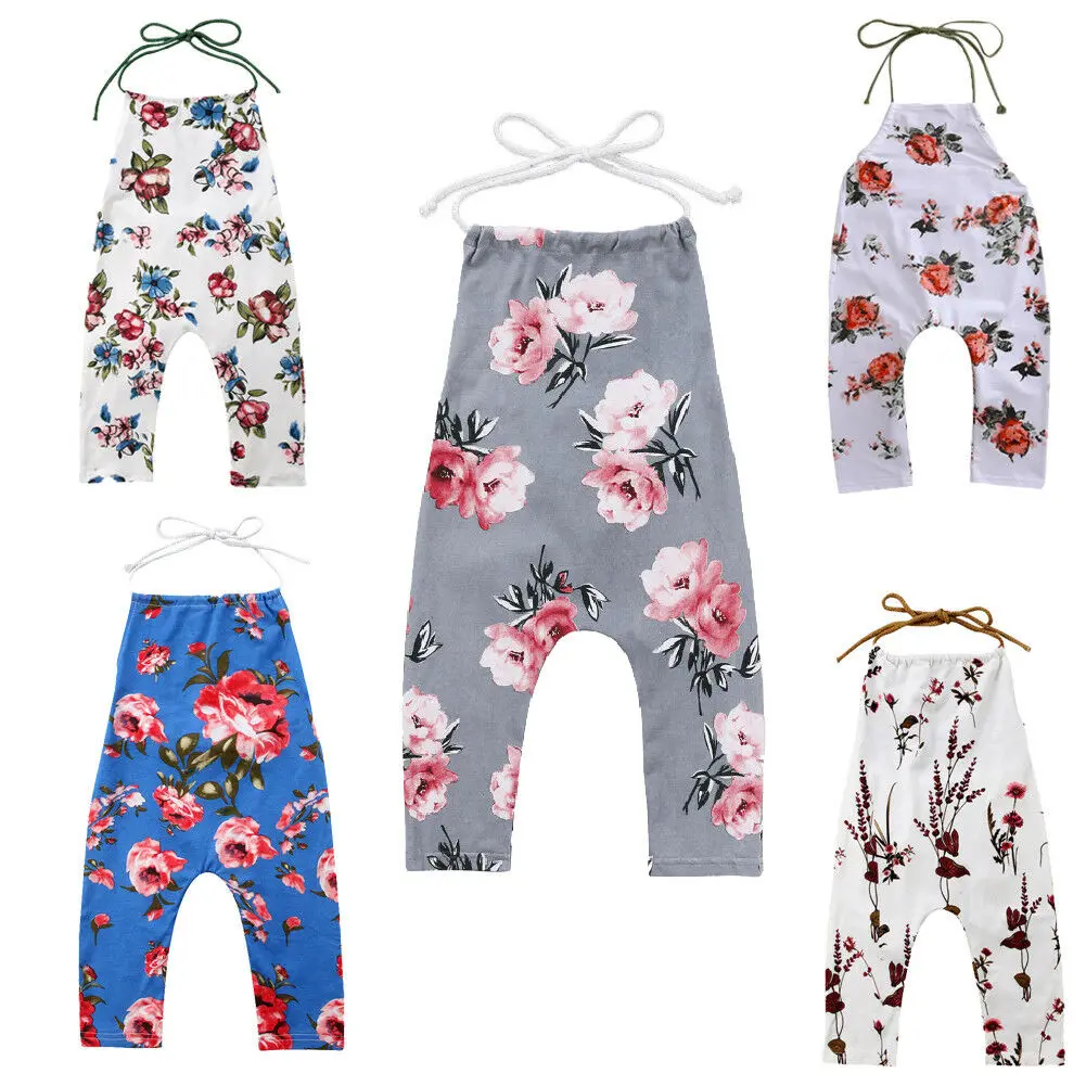 Комбинезон с цветочным принтом для маленьких девочек комбинезон открытой спиной