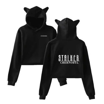 

Chernobyl Sexy Print Women 2019 Funny Cat Crop Top Kawaii Hoodies Sweatshirt Fashion Cool Clothes Plus Size XXS-2XL