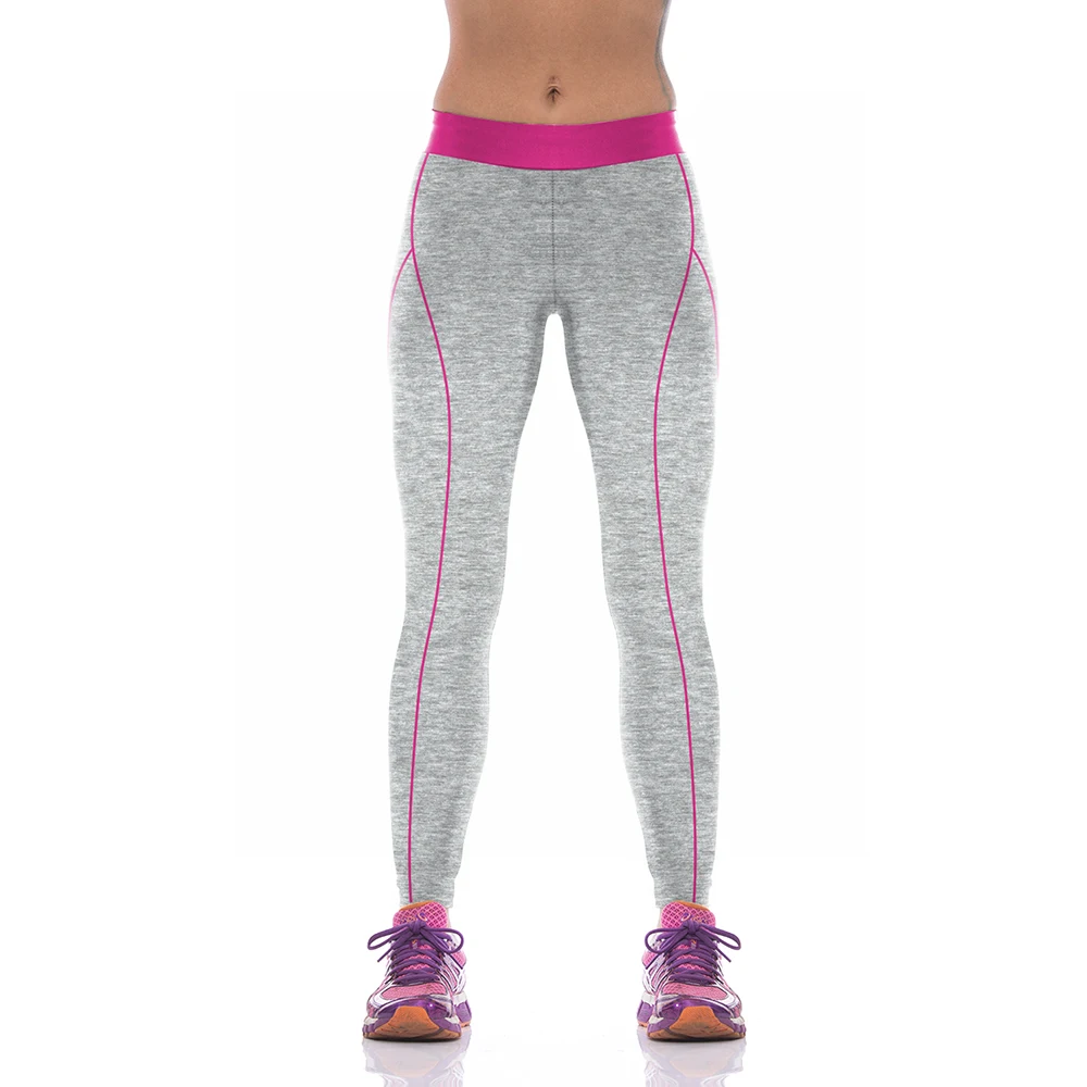 NEW KYK1030 Girl Women Solid Gray Pink Striped High Waist Running