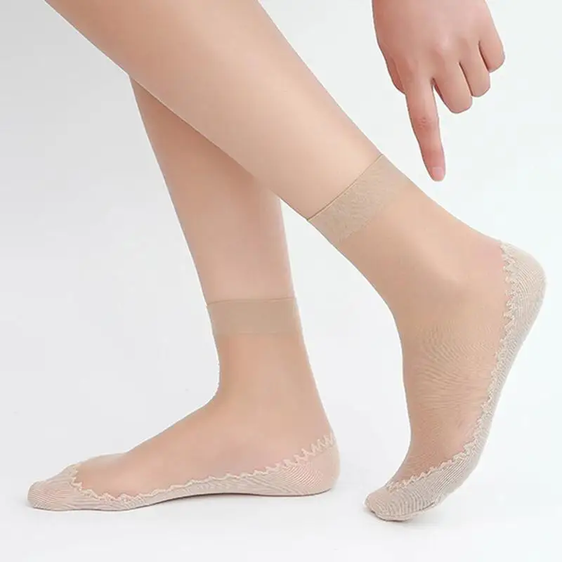 Newly 1 Pair Soft Socks Casual Non-slip Bottom Spring Summer Women Splice Fashion Transparent Ladies Girls Core Socks
