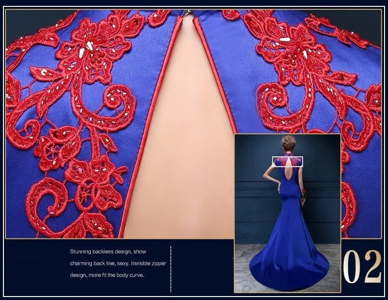 Royal blue Mermaid oriental styled dress (19)