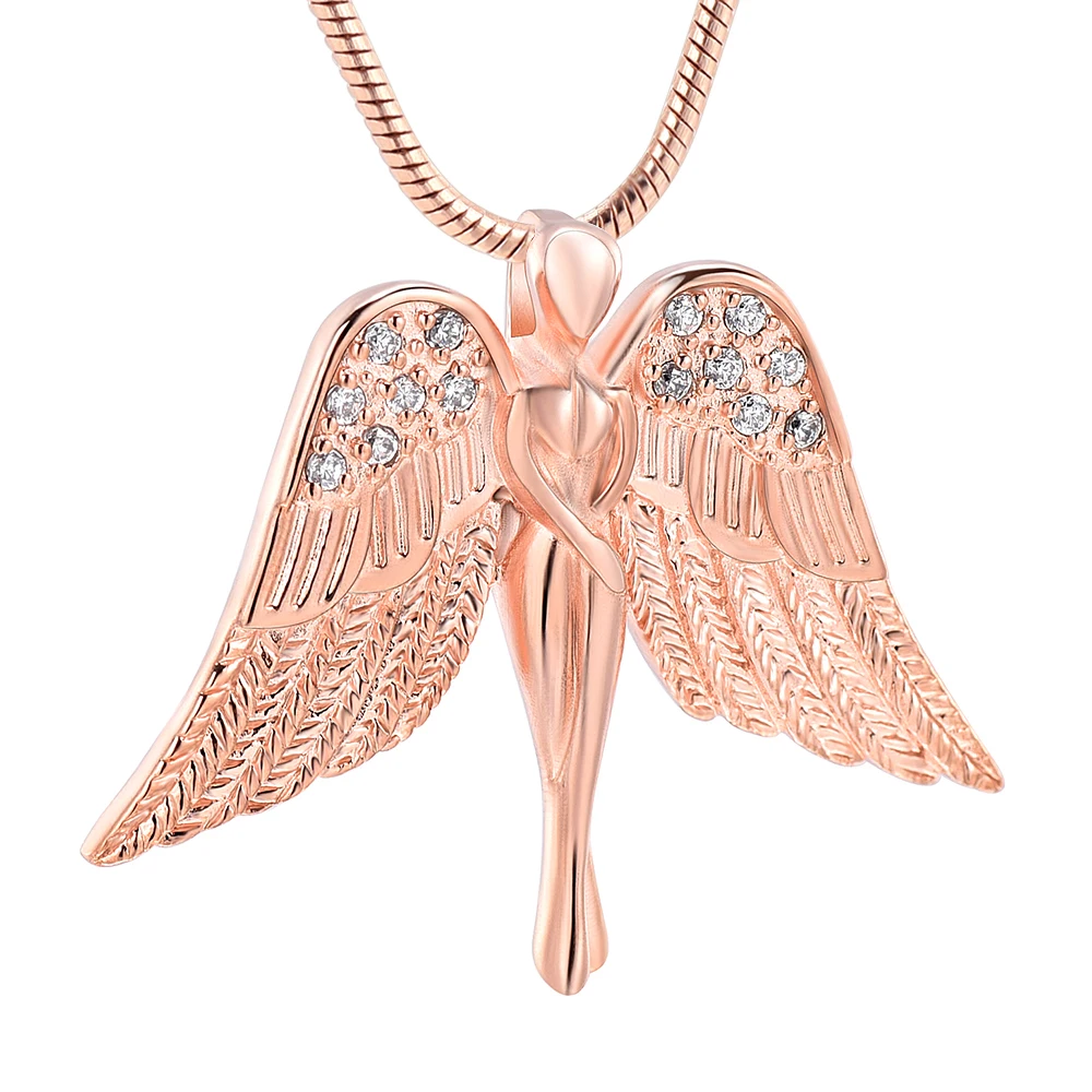 IJD10083 Stainless Steel Cremation with Angel Lady Charm Memorial Pendant Necklace for Ashes Urn for Women Girls Jewelry|Chain Necklaces| - AliExpress