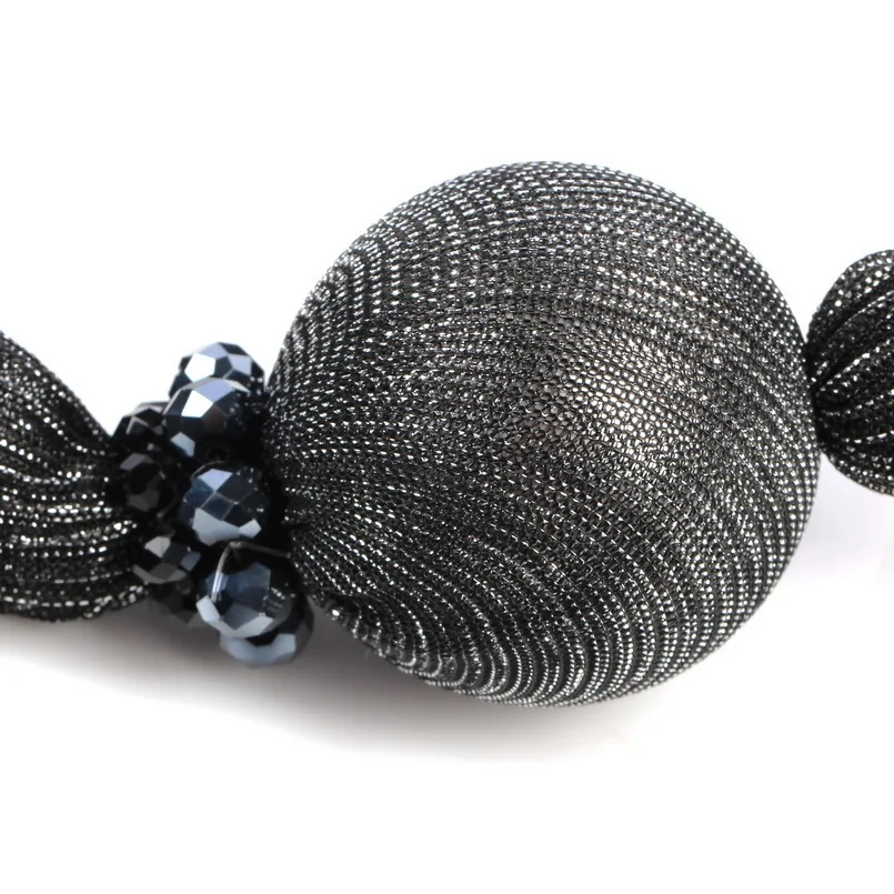Florosy большой шарик кулон шелковый веревочный кулон из искусственного жемчуга на цепочке массивное ожерелье для женщин кристалл воротник колье ювелирные изделия