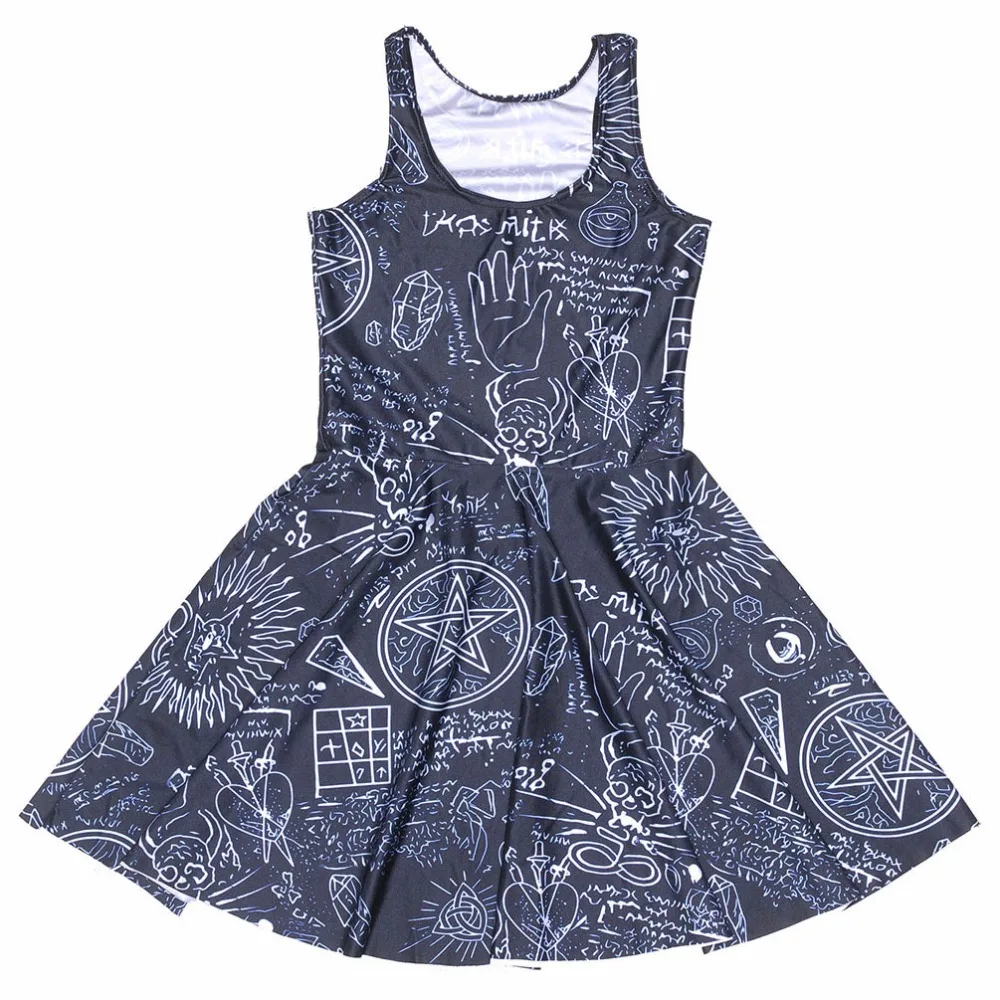 

2016 Fashion Dress Plus size Hexagram Digital Print Dress Sleeveles Beach DRESS vestidos Drop shipping