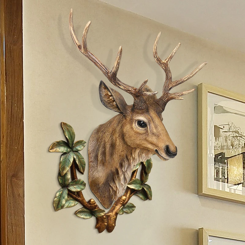 European simulation deer head decoration wall hanging living room porch