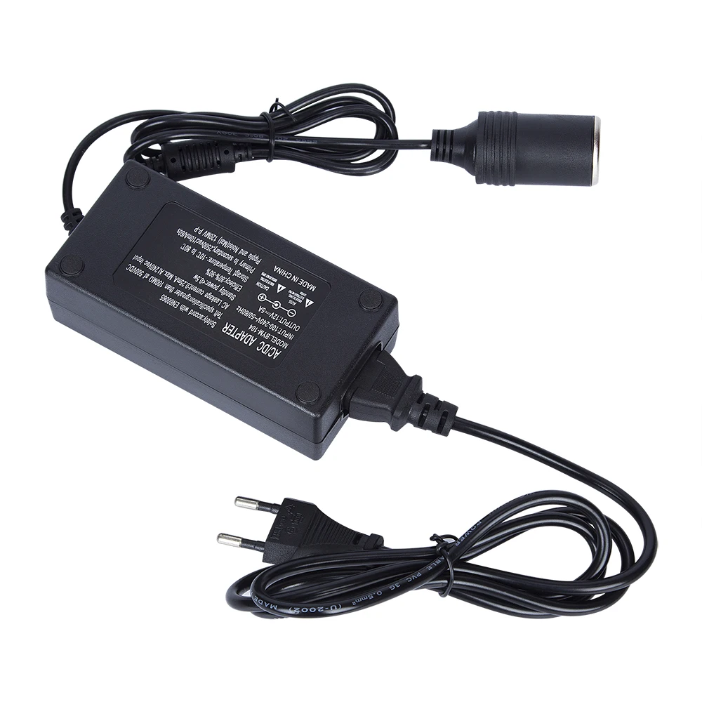 K KWOKKER AC To DC 12V 5A DC Tire Inflator Universal Adapter Car Cigarette Lighter Socket