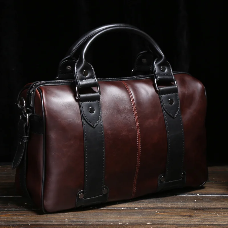 

New Fashion Men's Shoulder Bag Crazy Horse Leather Crossbody Bag Portable Multi-function Trend Travel Bag Commuter OL Briefcase