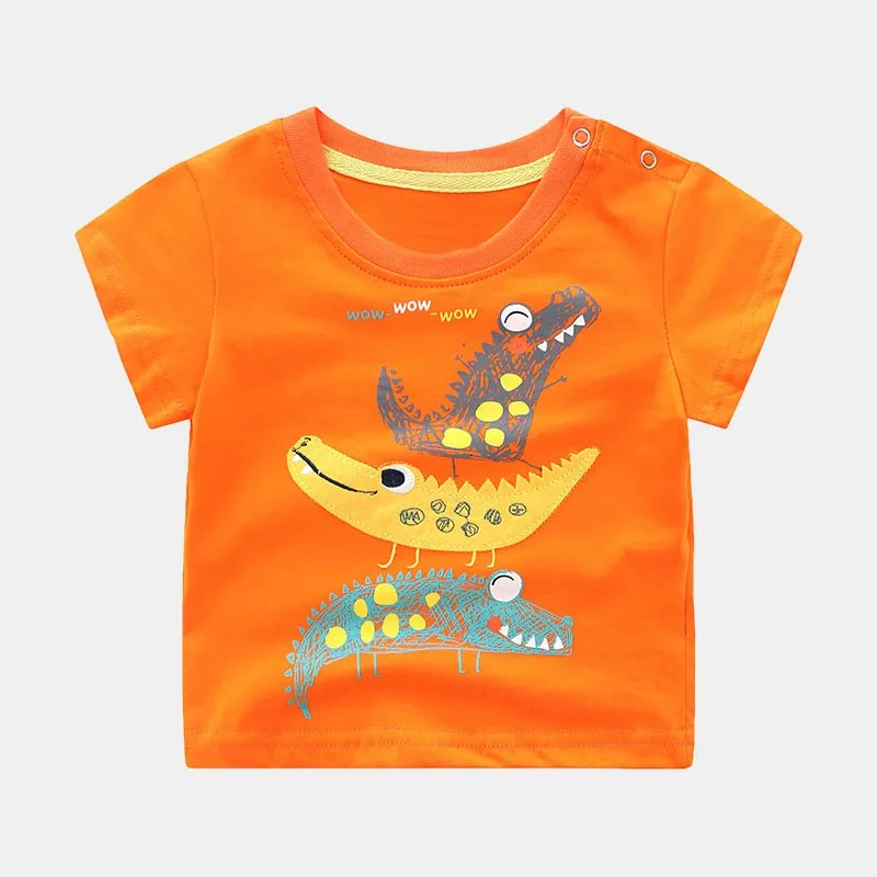 CROAL CHERIE 90-130cm Cute Dinosaur Summer Children's Clothing Sets Baby Boys Clothes Suits Cotton Suits Kids T-shirts + Pants  (19) - 