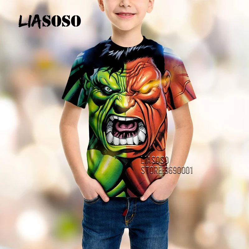 

LIASOSO 3D Print Superhero Hulk The Incredible Hulk Kids Boy Girl Casual T-Shirt Summer Tshirt Children's Hip Hop Streetwear K22