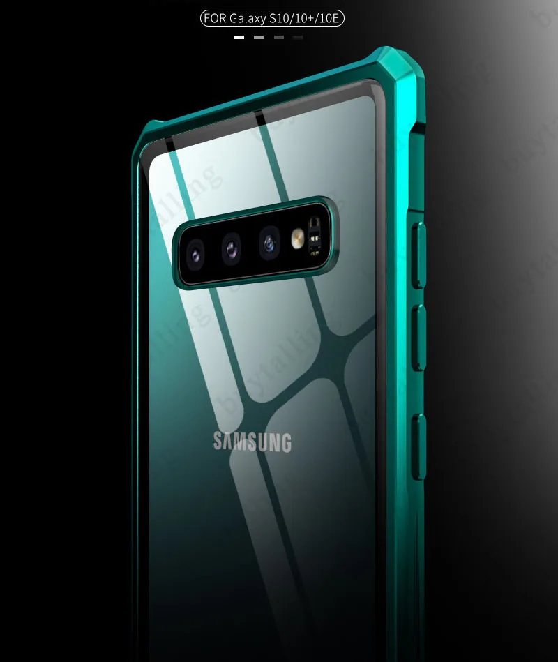 Защитный чехол для SAMSUNG S10/10e/10 Plus, прозрачная задняя крышка, металлическая рамка, противоударный, анти-осенний чехол