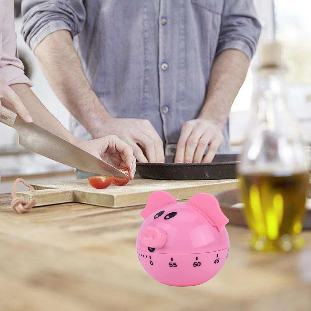 

Cute Kitchen Timer 1-60 Minutes 360 Degree Cooking Tools Pig Shape Mechanical Countdown Timer