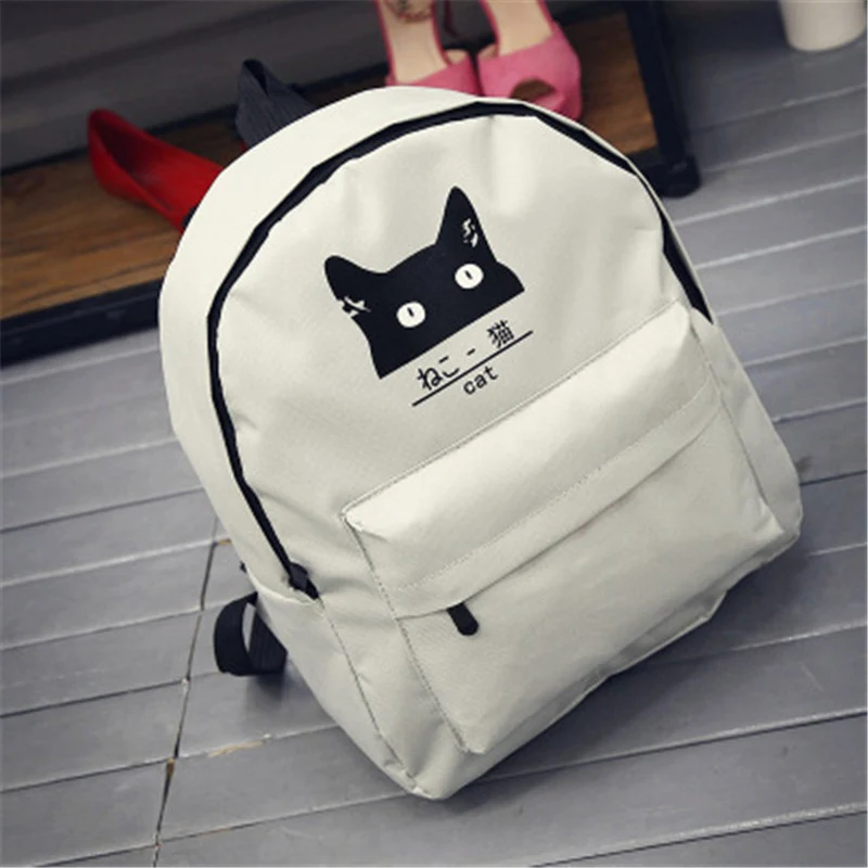 

PACGOTH Japanese and Korean Preppy Style Canvas Students Backpack Kawaii Animal Prints Cat Candy Color Unisex Students Backpacks