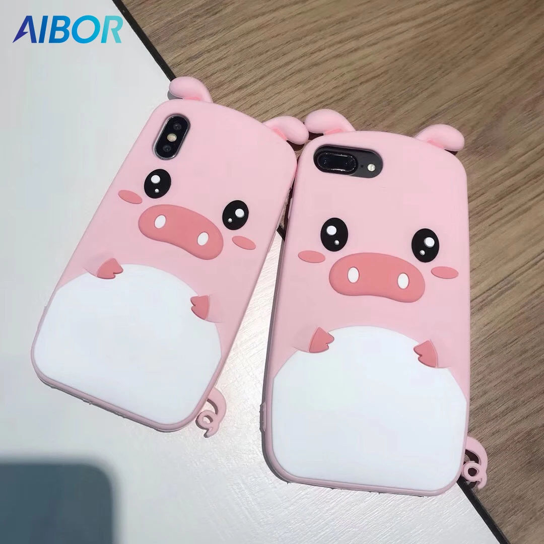 3D Мягкая силиконовая резина Розовая Свинья мультфильм чехол для iPhone X XS MAX XR 5 5S SE 6 S