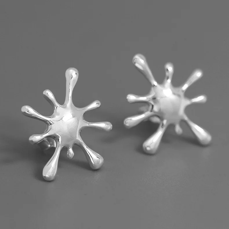 INATURE 925 пробы серебряные брызги воды уникальные металлические серьги-гвоздики для женщин модные ювелирные изделия