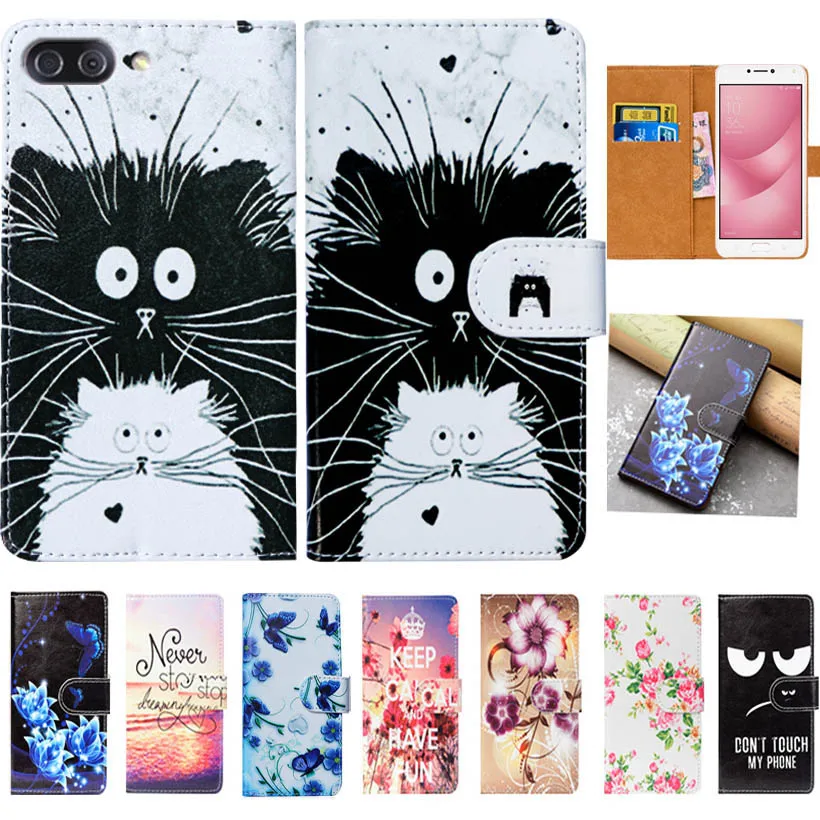 

For ASUS ZenFone 4 Max (ZC554KL) Case High Quality Pu Leather 5.5" Print Flip Wallet Case Cover Book Case