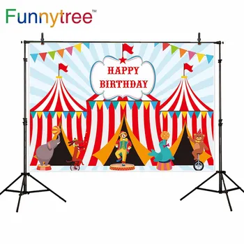 

Funnytree photography background carnival theme colorful banners animal Circus happy birthday party photoshoot photobooths