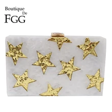 Бутик De FGG блестящие звезды для женщин акриловая коробка клатч вечерние сумки жесткий чехол Дамская мода вечерние клатчи сумочка кошелек