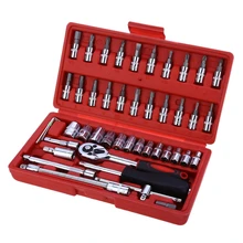 46pcs 1/4-Inch Socket Set Car Repair Tool Ratchet Set Torque Wrench Combination Bit a set of keys Chrome Vanadium