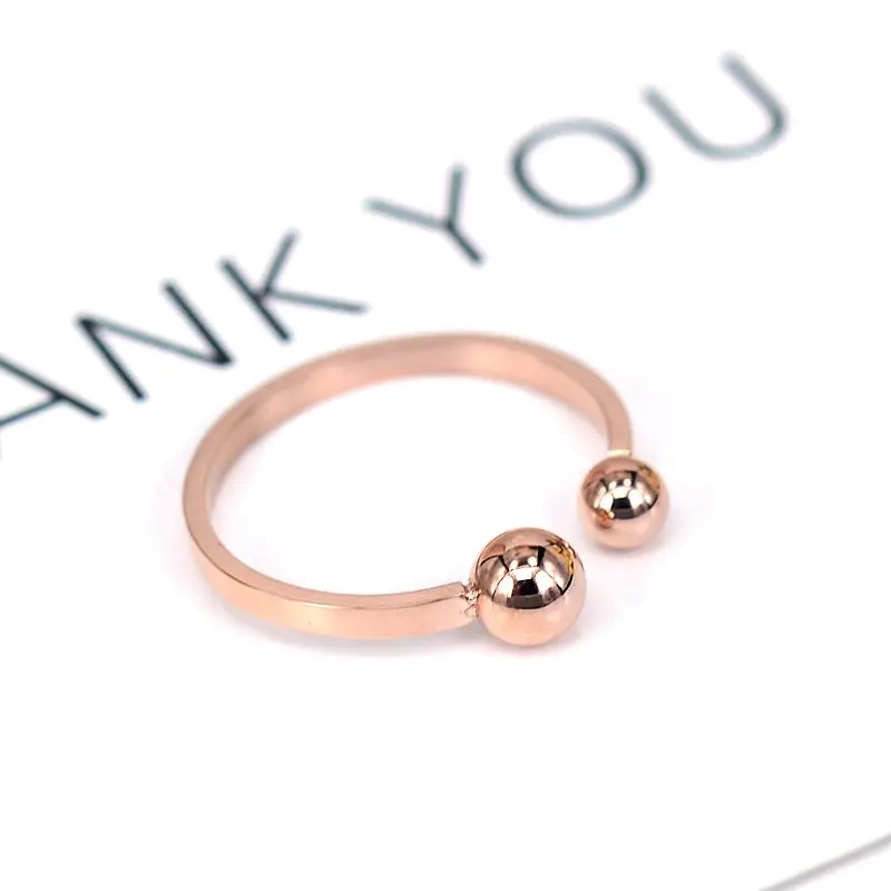 

YUN RUO 2017 Rose Gold Silver Color Two Balls Finger Ring for Woman Girl Gift 316L Stainless Steel Jewelry High Polish Not Fade
