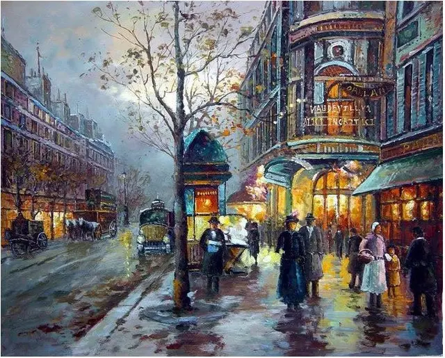 Oil painting landscape street scenes of Paris 24"x24" Guaranteed 100