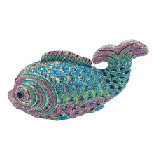 New Crystal Fish Clutch Small Animal Clutch Purse for Womens Wedding Prom Dinner Party Rhinestone Fish Crystal Evening Bags