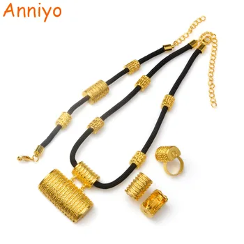 

Anniyo Ethiopian Gold Color Jewelry set Habesha Eritrean Rope Necklace/Earrings/Ring/Bracelet African Ethnic Gift #067906