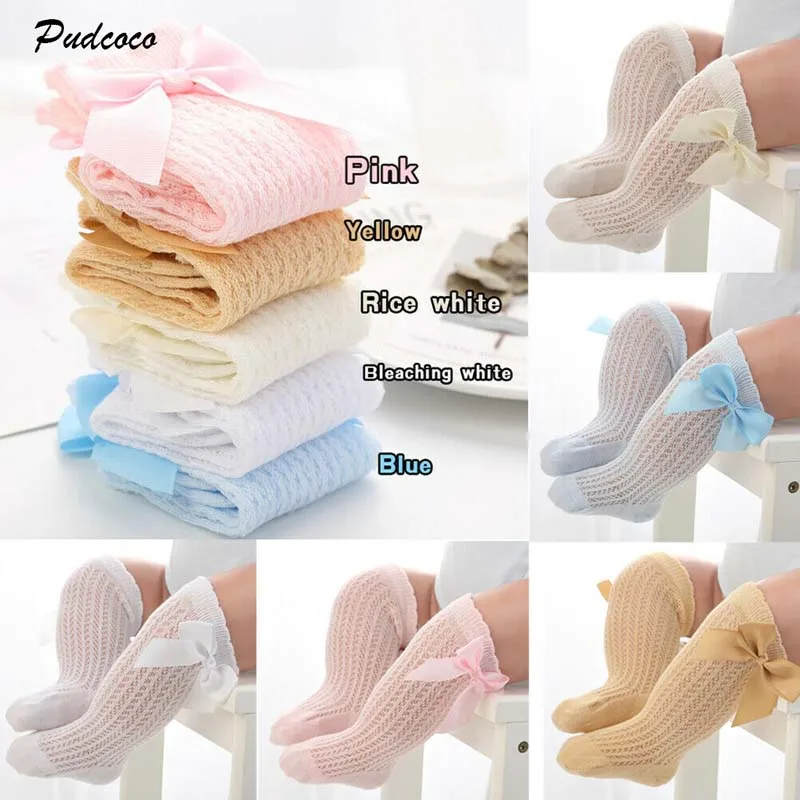 

2019 Brand Candy Color 0-3Y Kids Stockings Anti Slip Girls Soft Solid Long Knee High Lace Princess Long Tube Booties Stocking