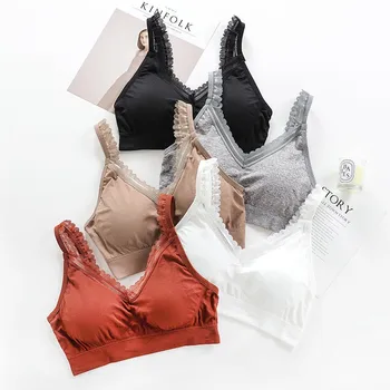 

Women Sexy Lace Soft Bras Tank Top Seamless Girls Comfort Underwear Casual Tube Top Solid Color Female Bras