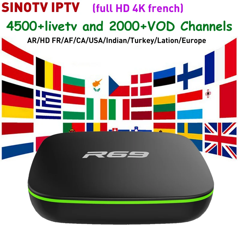 

Cheapest TV Box Android 7.1 R69 Allwinner H3 With SINOTV 1 year Subscription for Canada France Arabic Germany Italy UK USA IPTV