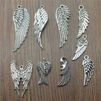 

10pcs/lot Charms Wing Antique Silver Color Bird Wings Pendant Charms Wing Charms Pendant For Jewelry Making