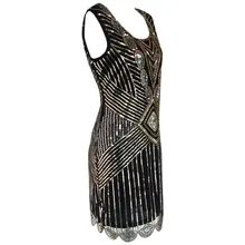 Sequin Beading Vintage Flapper Dresses Roaring 1920s Gatsby Themed Party Dress Girl Loose Type Sleeveless Event Dress