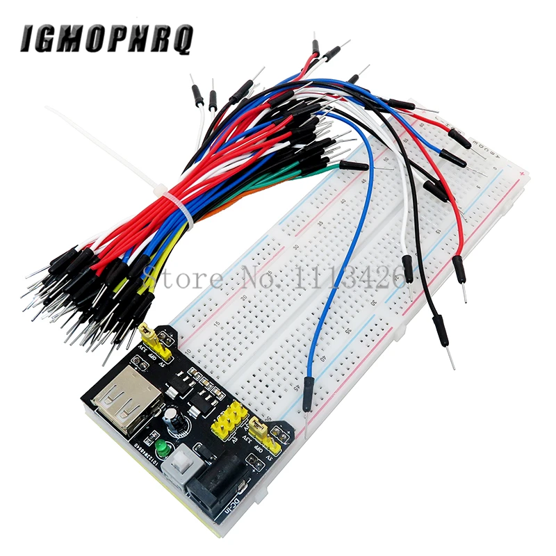 

MB102 Breadboard power module+MB-102 830 points Solderless Prototype Bread board kit +65 Flexible jumper wires