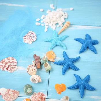 

Exquisite Ornaments Natural Shells Conch Simulation Resin Starfish Blue Sand Beach Craft for Photo Backdrop Photography Props