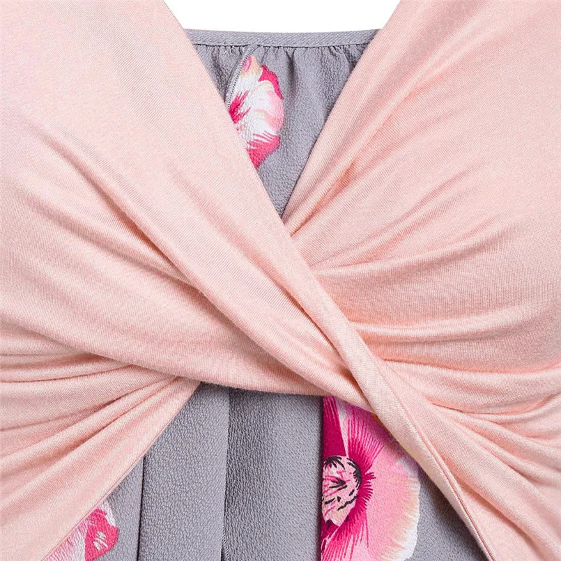 New Fashion Women Summer Short Sleeve Front Cross Cross Top Floral Print Mini Dress Elegant Ladies Casual Party Vestidos #4R09   (11)