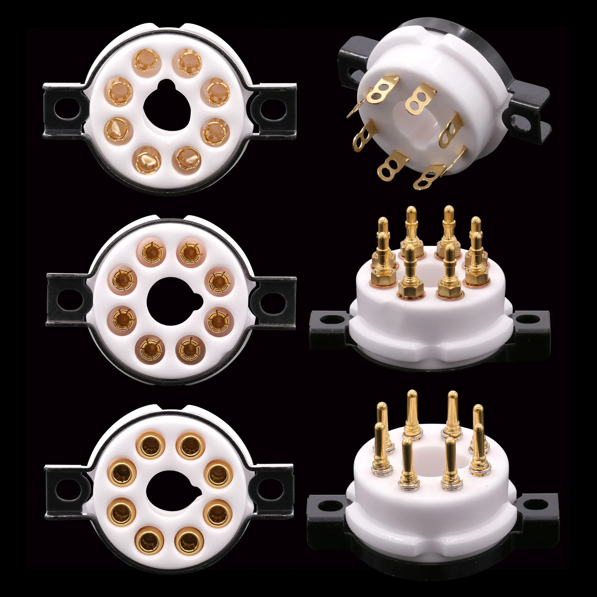 EIZZHighEndCeramic8pinOctalVacuumTubeSocketBaseGoldBrass