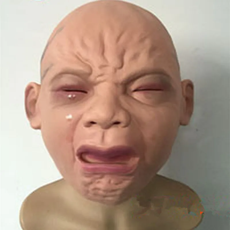 Spnvebh Smiling, Crying Baby Mask Full Head Crying Face, Mask Halloween Party Haunted House