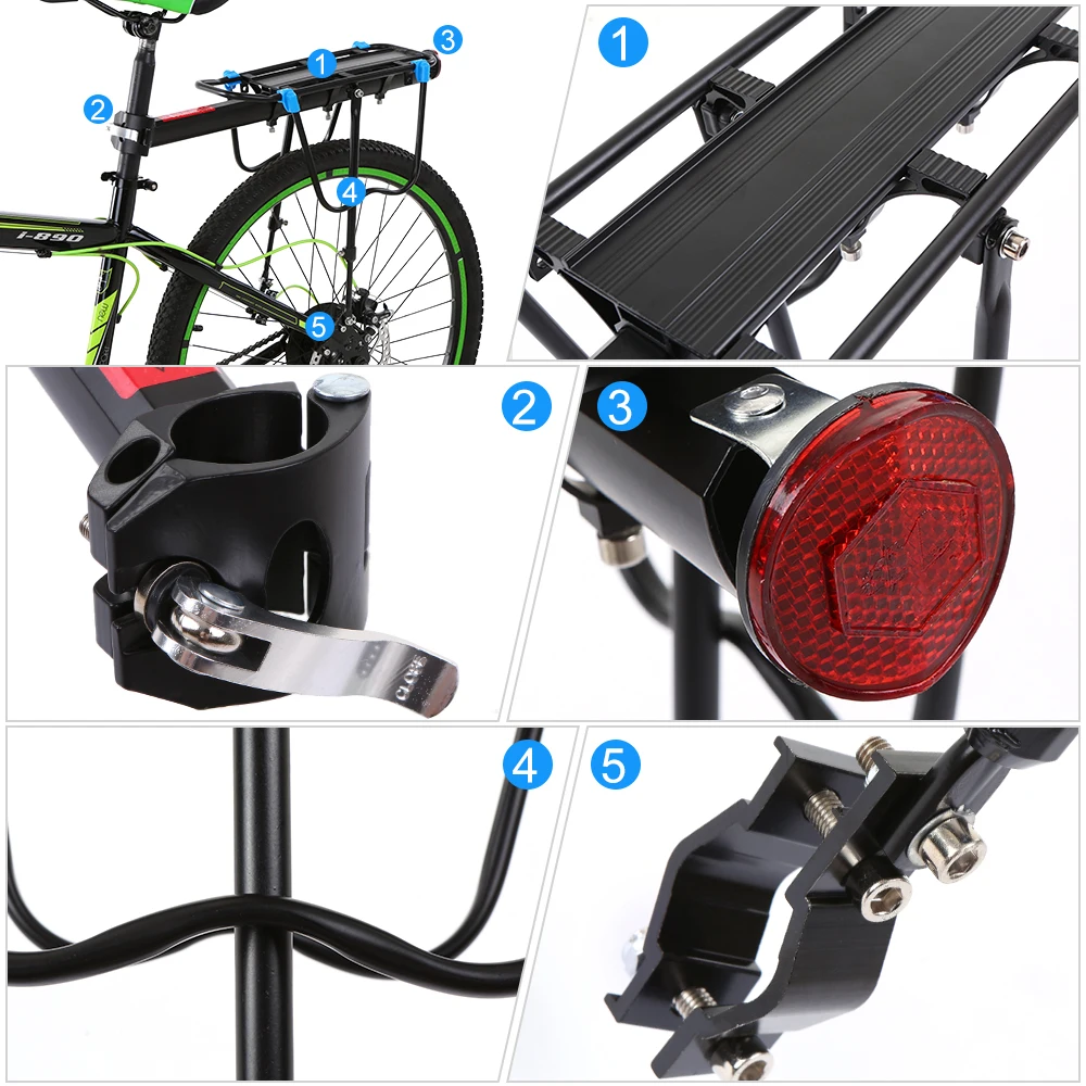 Best Mountain Bike Bicycle Cargo Racks Aluminum Bicycle Luggage Carrier MTB Bicycle Mountain Bike Road Bikes Rear Rack Black 5