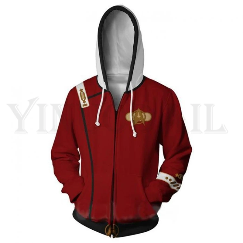

Men and Women Zip Up Hoodies Star Trek Discovery Uniform Hooded Jacket Superheroes Sweatshirt Fans Streetwear Cosplay Costume