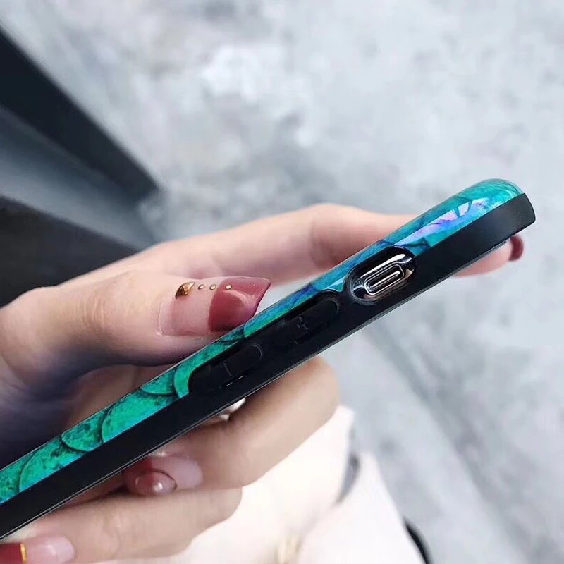 LOVECOM Blu-Ray Phone Case For iPhone XS XR XS Max X 8 7 6 6S Plus Laser Blue Fish Scale Soft IMD Retro Phone Back Cover Cases LOVECOM Blu-Ray Phone Case For iPhone XS XR XS Max X 8 7 6 6S Plus Laser Blue Fish Scale Soft IMD Retro Phone Back Cover Cases
