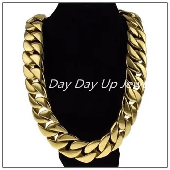 

24/31mm Cool Jewelry Huge Heavy Curb Cuban Chain Gold 316L Stainless Steel Men's Necklace High Quality Christmas Gift