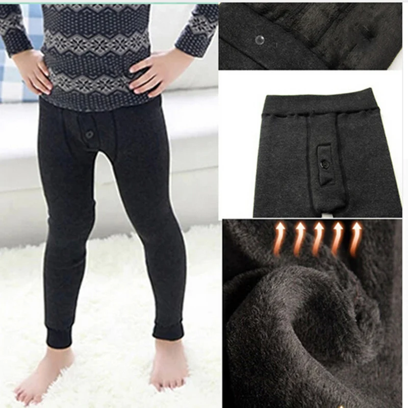 

2019 Autumn Winter Snow Children Warm Elastic Boys Long Pants Plus Velvet Thermal Underwear Boys Kids Leggings 2-14 Years